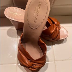 Sergio Rossi Women's  Leather Platform Wedge Sandals